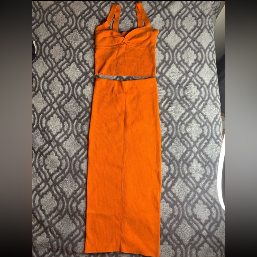 Express Bright Orange two-piece dress